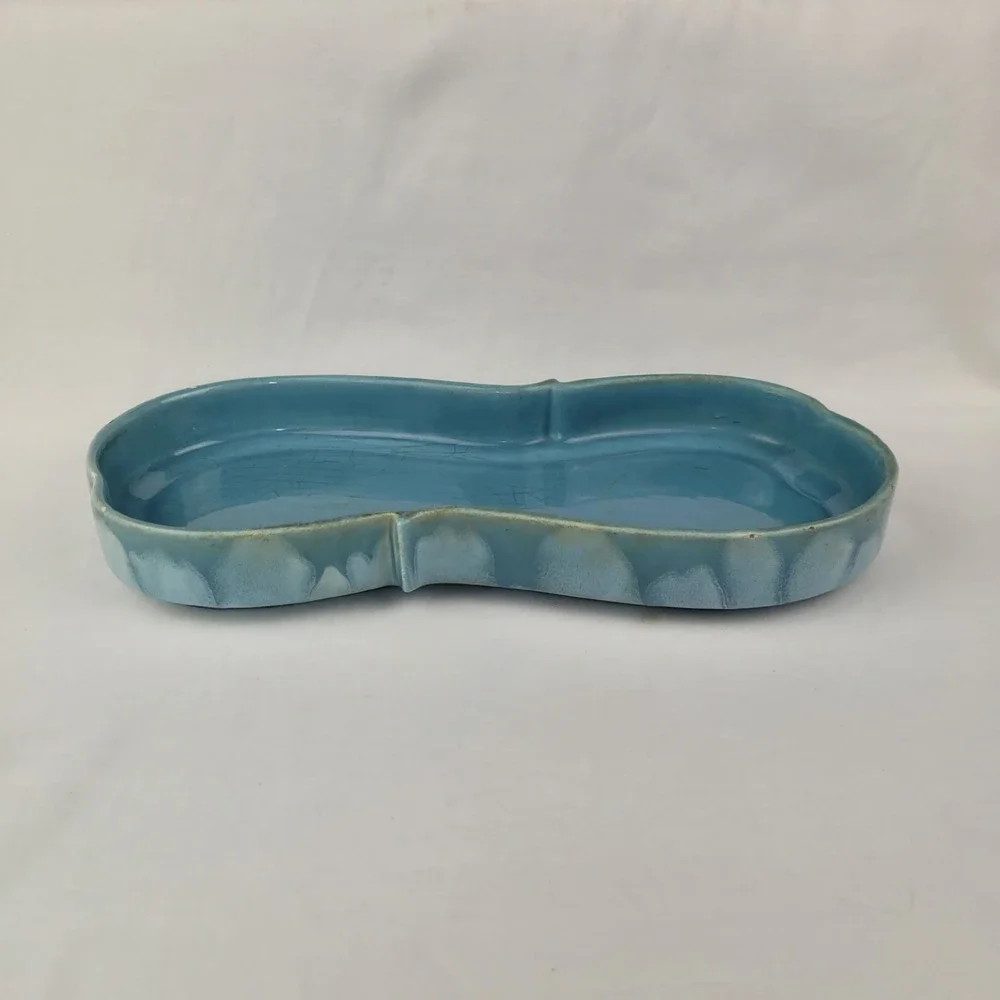Vintage Royal Haeger USA Blue Drip Glaze Ceramic Dish Tray 13.5in